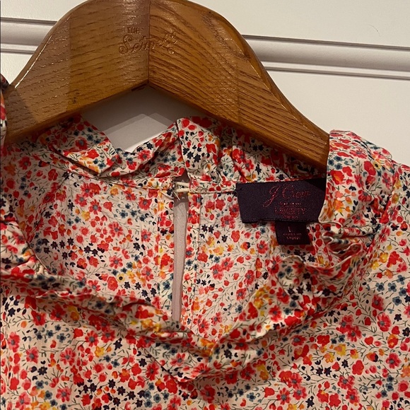 J. Crew Liberty London Ruffleneck Floral Blouse Size L - Picture 4 of 9